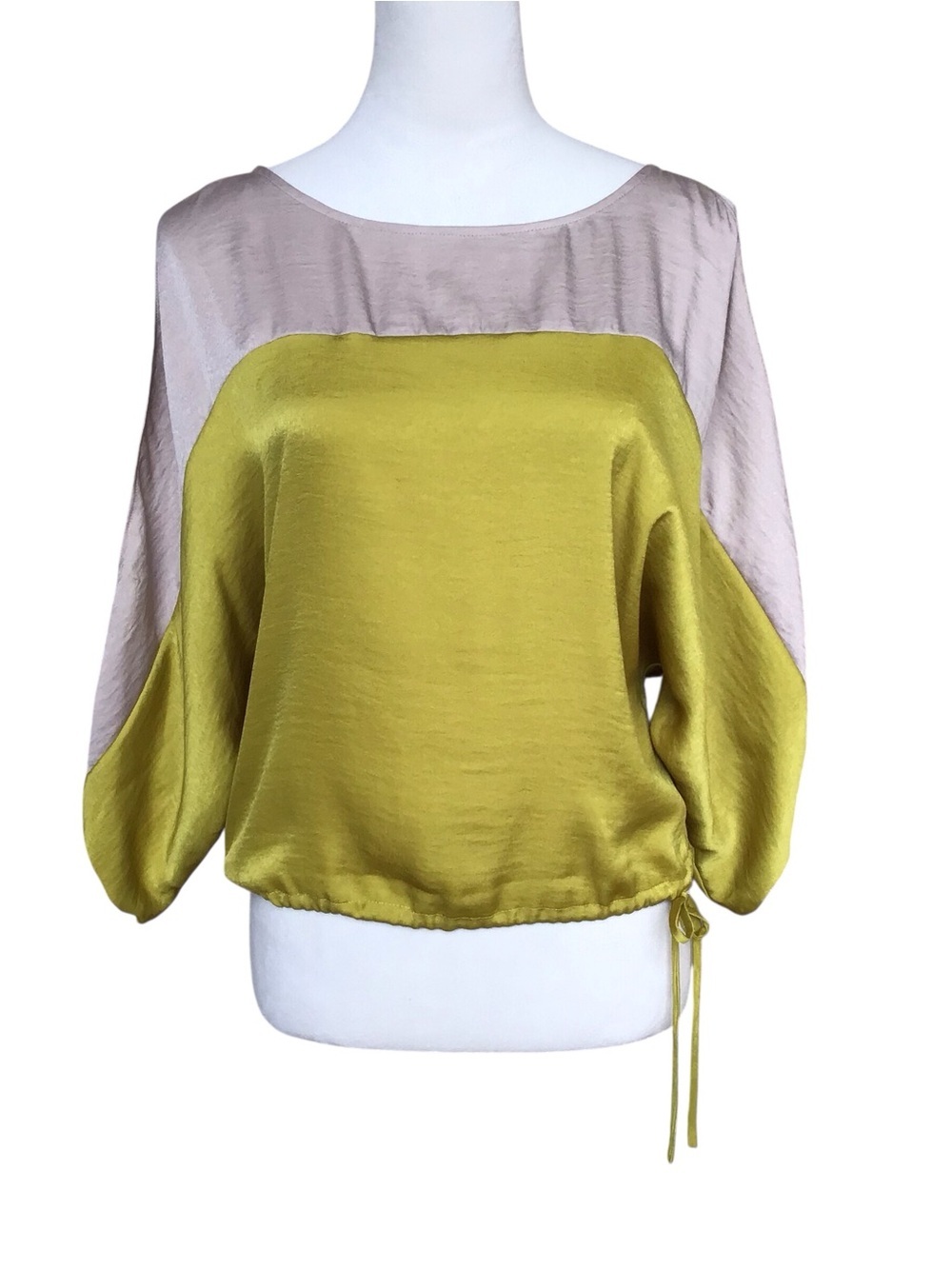 BCBG Maxazria Colorblock Cold Shoulder Blouse Color Dillcombo